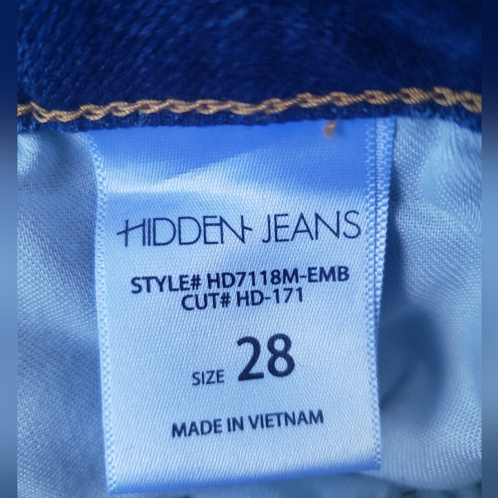 Buckle! Hummingbird Flower Embroidered Blue Raw Hem Cotton Jeans! - Picture 4 of 11